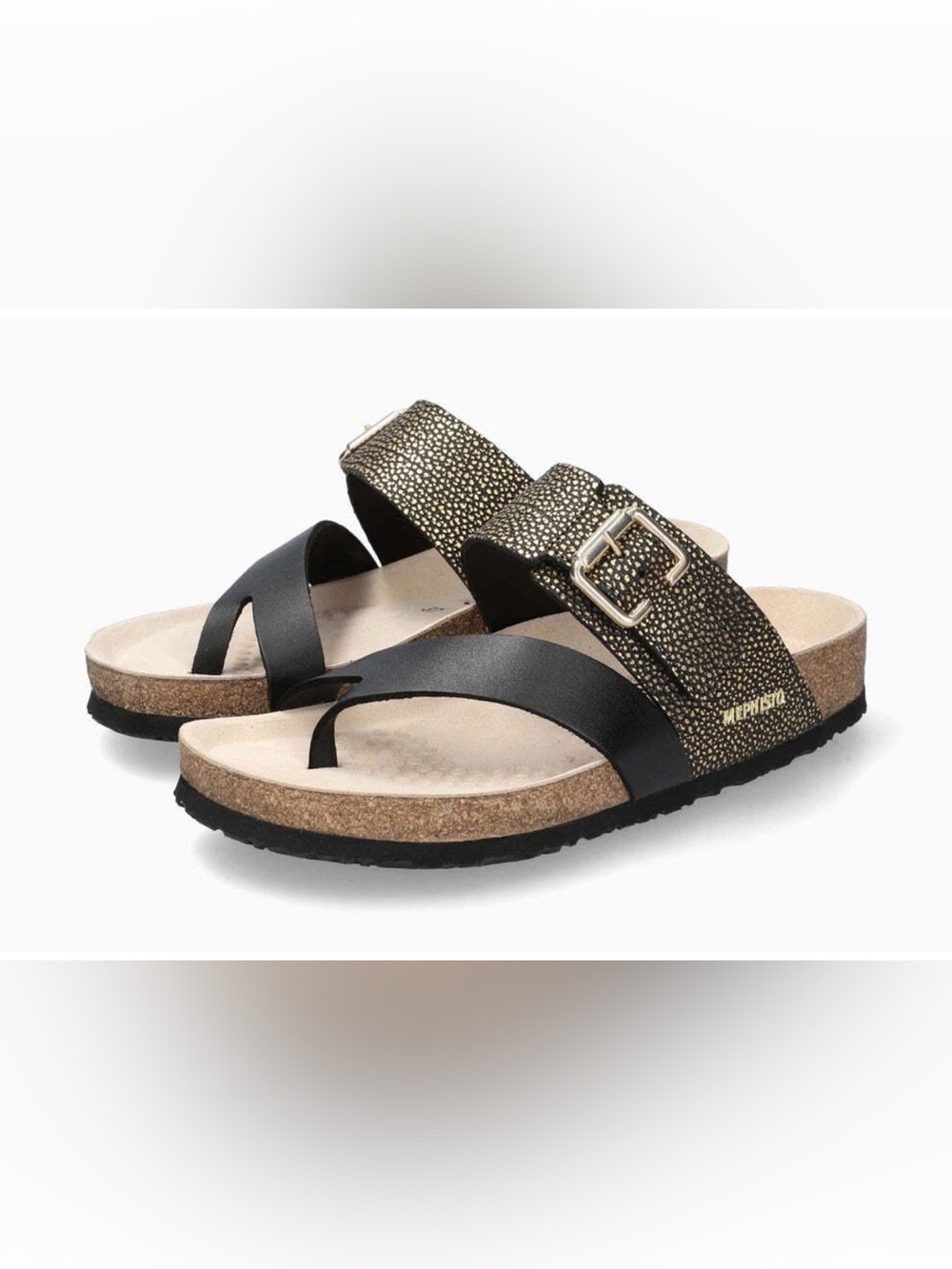 Mephisto Madalyn Black 800 Toe Loop Sandals EU 39 US 9